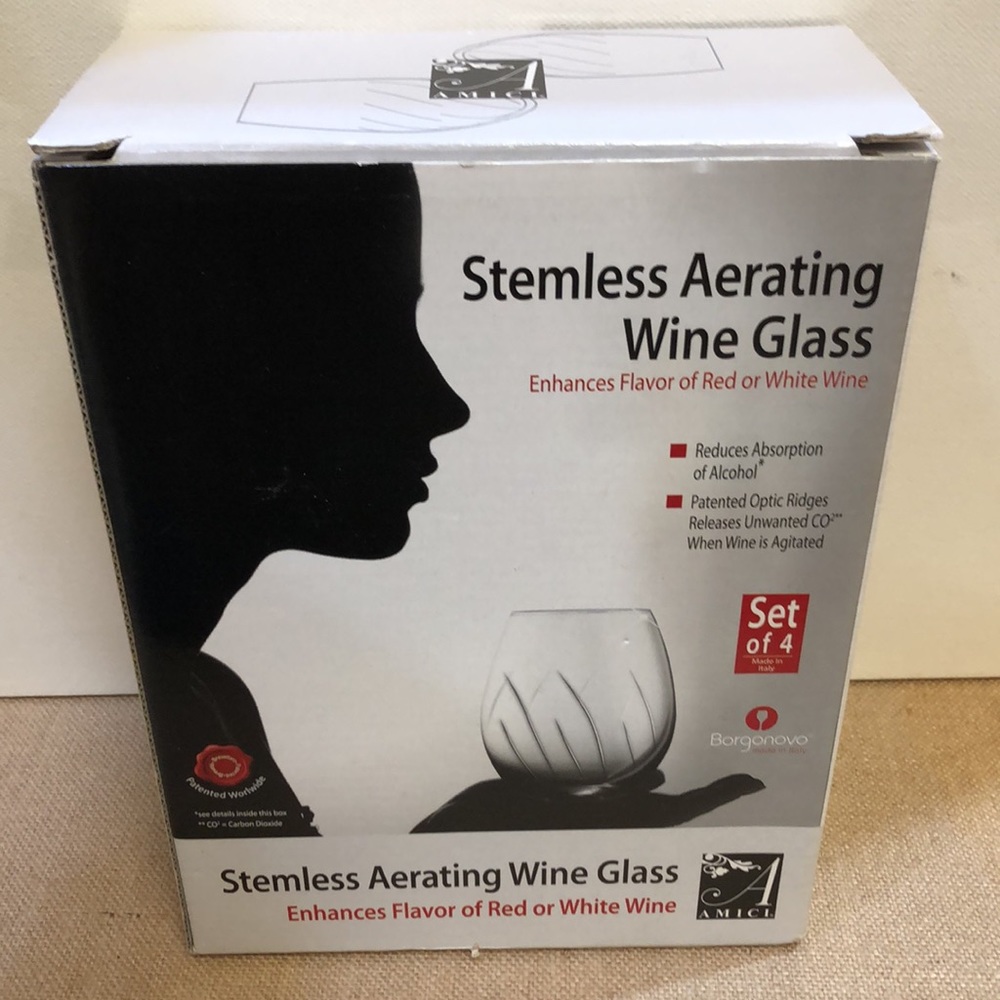 Borgonova Italian Stemless Aerating Wine Glasses